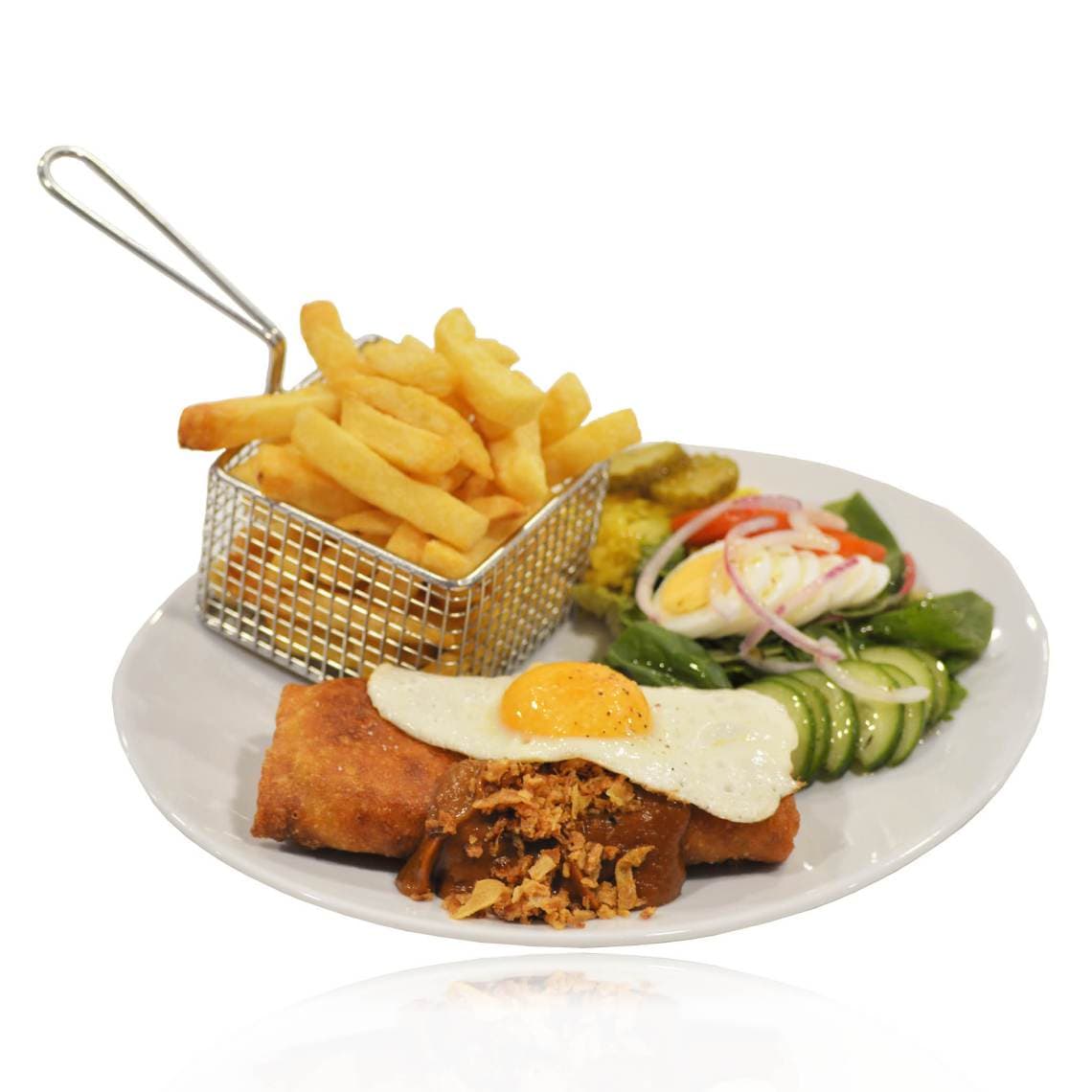 Plate Loempia met ei en ham (satésaus) 